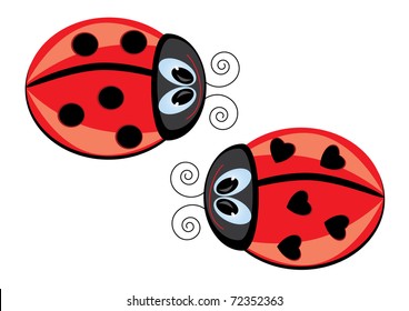 Two Ladybugs. Vector illustration on white background