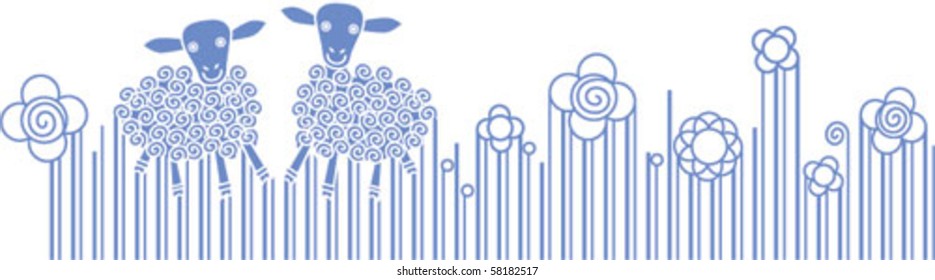 two lambs in the flowers