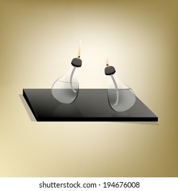 Two lamp on black plate