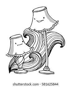 Two lamp smile at each other. Grayscale version