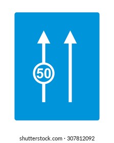 Two lanes with minimum speed on the left lane and oncoming traffic.