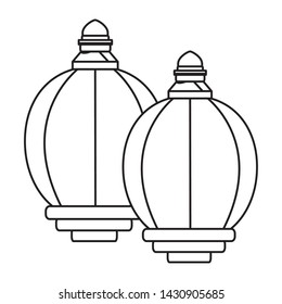 two lantern icon cartoon isolated in black and white vector illustration graphic design