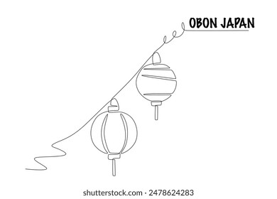 Two lanterns. Obon japan concept one-line drawing