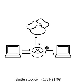 zwei Laptops können mit einem Router auf das Internet zugreifen, ein anderer Laptop kann jedoch nicht auf das Internet zugreifen