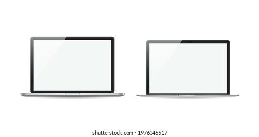 Two Laptops with blank screen isolated on white background - realistic vector illustration