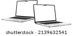 Two laptops with blank screen mock up