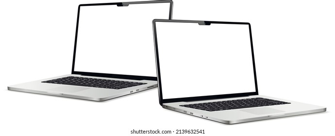 Two laptops with blank screen mock up