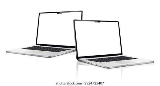 Two laptops with blank screen mock up