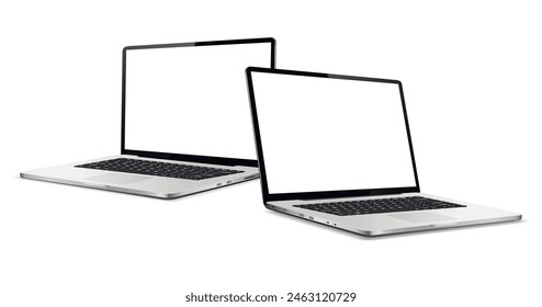 Two laptops with blank screen mock up