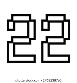 Two large, black-outlined number 2s sit side by side on a white background, forming a bold, graphic pair.
