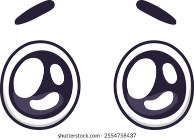 Two large cartoon eyes looking worried, with raised eyebrows and pupils shaped to express concern, creating a funny and expressive facial feature