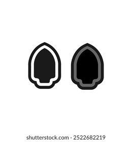 Two large peaks, a black spear tip with smooth corners and a sharp corner icon.