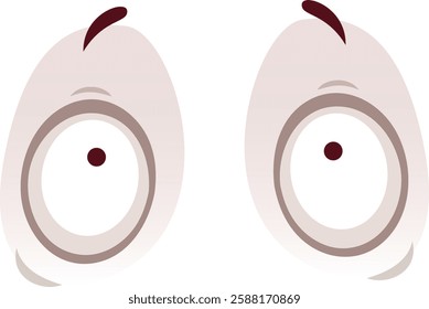 Two large, round cartoon eyes convey a sense of shock or surprise, with raised eyebrows and wide pupils against a white background, creating a humorous and expressive visual