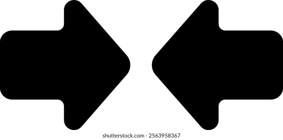 Two large, solid black arrows are pointing in opposite directions on a clean white background, creating a simple yet effective visual representation of opposing choices or contrasting concepts