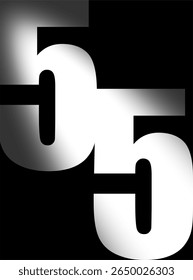 two large, stylized white numbers "5" against a solid black background. Both numbers have a subtle gradient effect