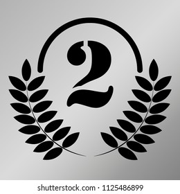 Two In a Laurel Wreath on silver background