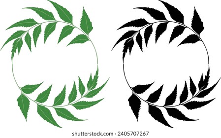 two laurel wreaths with leaves and ribbons set, hand drawn logo icon illustration leaf frame,