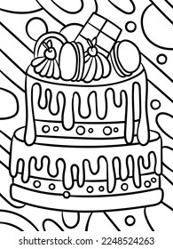 Two Layer Cake Sweet Food Coloring Page for Kids