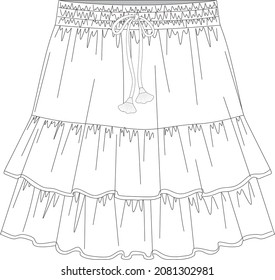 two layer ruffled lace-up skirt