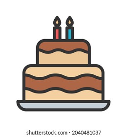 Two layered cake icon vector image. Can also be used for Physical Fitness. Suitable for mobile apps, web apps and print media.