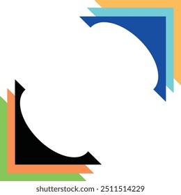 Two layered corner shapes in blue and black on white background, suitable for abstract backgrounds, branding, or geometric design projects.