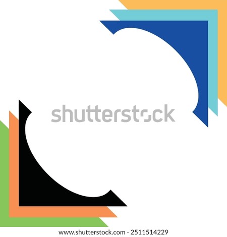 Two layered corner shapes in blue and black on white background, suitable for abstract backgrounds, branding, or geometric design projects.