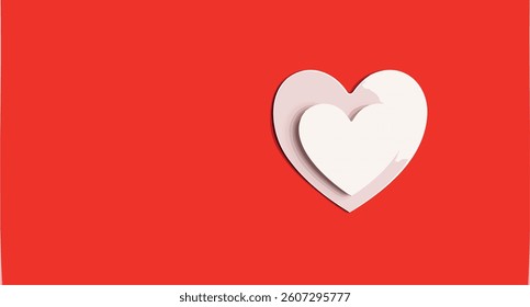 two layered hearts on a red background