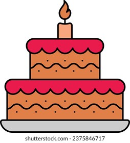 Two layers Birthday Cake concept, Double Story Wedding Dessert with Candle vector icon design, Bakery and Baked Goods symbol, Culinary and Kitchen Education sign, Recipe development stock illustration