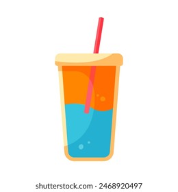 Two layers lemonade in plastic glass. Summertime beach fresh drink. Beverage