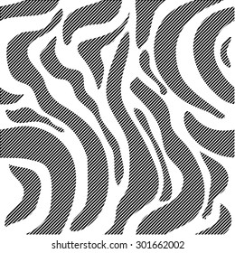 Two layouts expressive seamless zebra pattern. Safari collection. Abstract vector background with hatched thin stripes. White stripes on black 3.