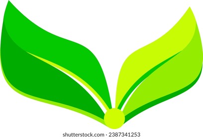 two leaf logo elements, two colors with beautiful shadows