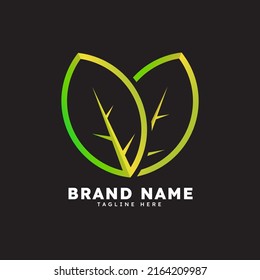 Two leaf logo in green and yellow for company branding