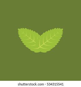 two leafs icon illustration isolated in a green background