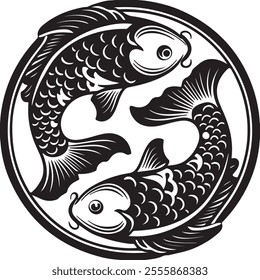 Two leaping fish, minimalist, logo design.