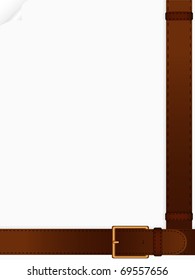 Two leather belts located on a blank sheet of paper