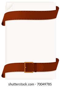 Two leather belts and paper for notes on a pure background