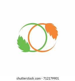 two leaves in circle design logo vector