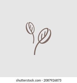 Zwei Blätter Coffee Bean Logo-Vektorgrafik