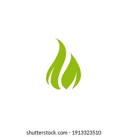 Two leaves eco icon. isolated on white. Vector illustration.  Green flat leaves. Leaf organic icon. Leaf ecology, eco, organic symbol
