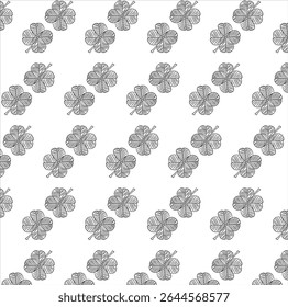two leaves of a four-leaf clover depicted on a white isolated background as a pattern for application to fabric or background for St. Patrick's Day celebration