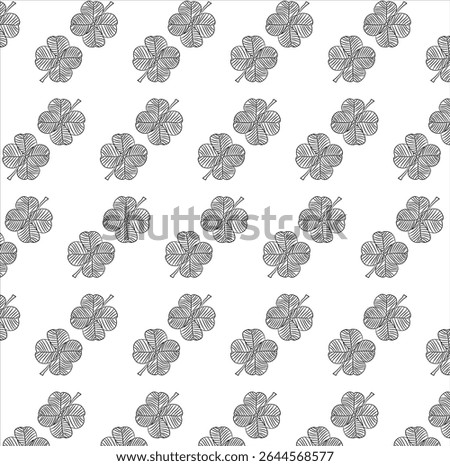 two leaves of a four-leaf clover depicted on a white isolated background as a pattern for application to fabric or background for St. Patrick's Day celebration