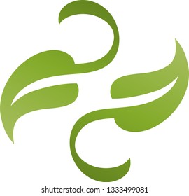 Two leaves in green logo