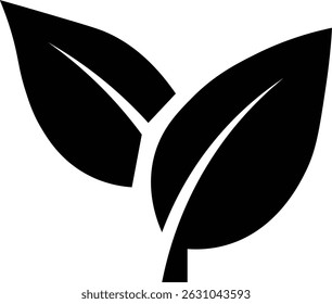 Ícone de duas folhas. Ícone de folha com duas folhas. Símbolo de folha. Ícone de duas folhas. Logotipo ecológico verde
