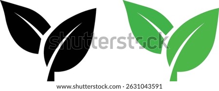 Two leaves icon. Leaf icon with two leaves. Leaf symbol. icon of two leaves. Green eco logo
