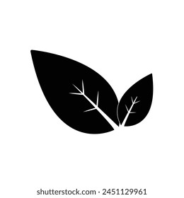 Two leaves icon vector isolated on white background, logo concept of Two leaves sign on white background, black filled symbol. Vector illustration. Eps file 485.