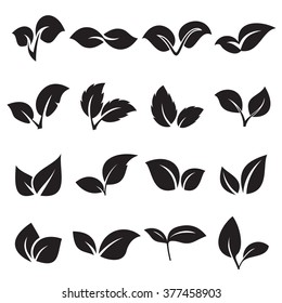 Two leaves icons. Vector illustration