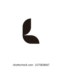 Two leaves letter L geometric symbol simple logo vector