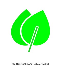 Two leaves line icon. Greenery, ecology, forest, green peace, let's save nature, cleanliness, life. Vector color icon on white background for business and advertising.