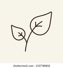 Two leaves line icon. Plant, leaf, green. Eco concept. Vector illustration can be used for topics like ecology, environment, agriculture