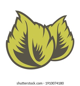 two leaves nature symbol vector design